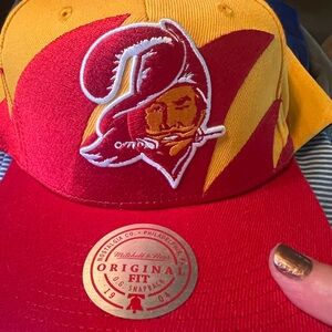 Mitchell & Ness Red and Yellow Snapback Hat